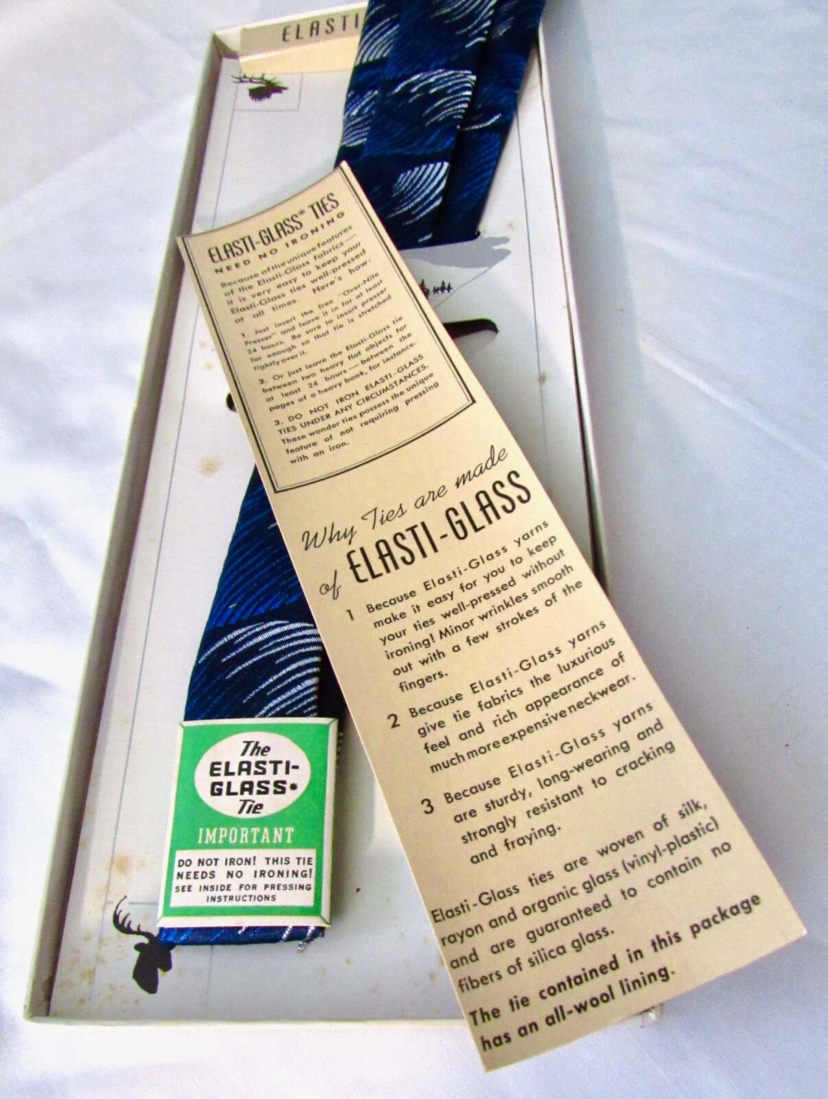 ULTRA RARE VTG Elasti-Glass Necktie New In Box 40s Art Deco ATOMIC Can’t FindAny