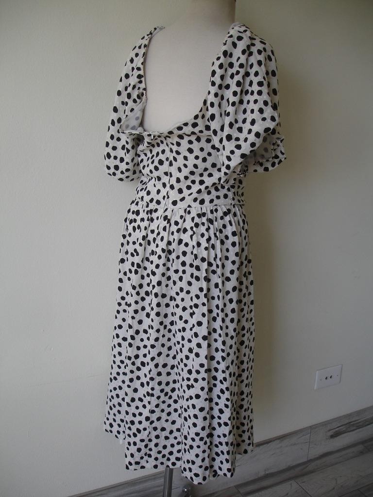 Women’s 8 Vtg 1990’s Balenciaga Paris 100% Silk Dress Black White Polka-Dot Long