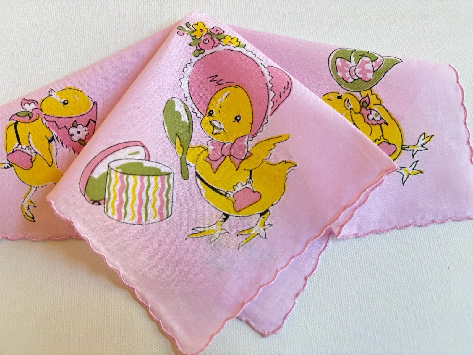 Set /3 NEW Spring Easter Bunny Handkerchiefs ~ LuRay Hankies! Special Price !