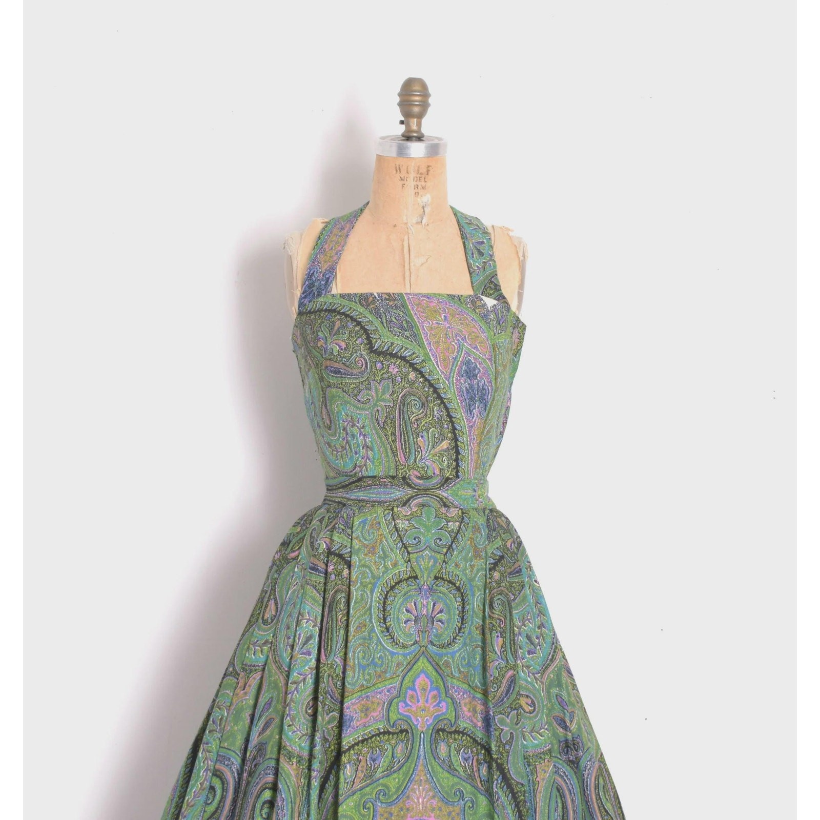 1950s Vintage Halter Fit and Flare Paisley Two-Piece Set-extra small