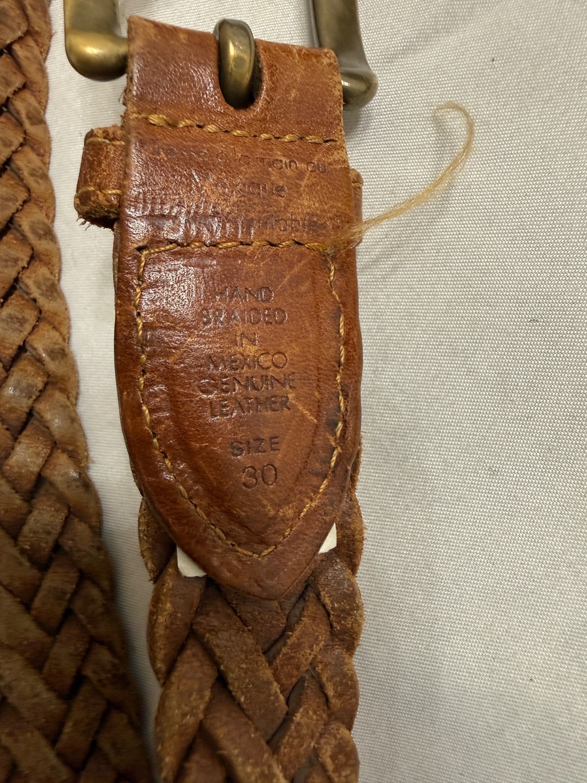 Vintage Braided Leather Belt Size 30 Brown Handmade Mexico Genuine Leather Weste