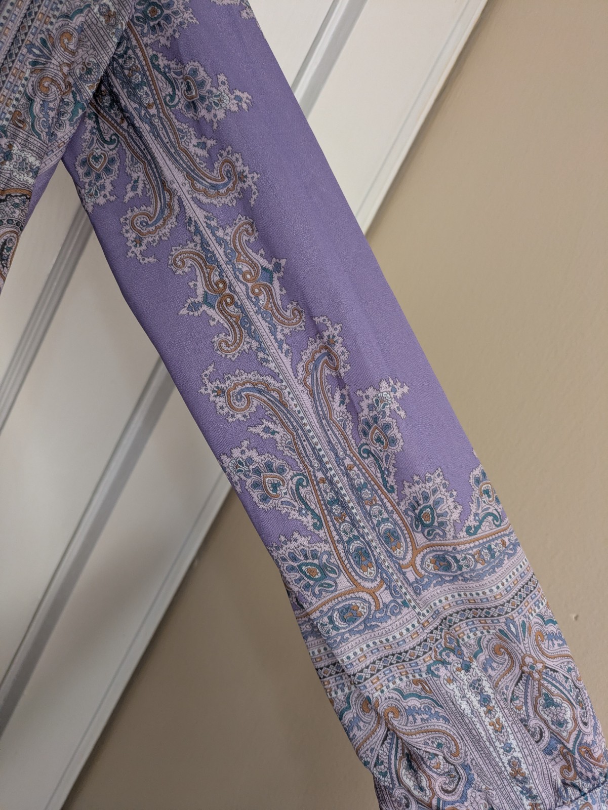 VTG 70s Hal Ferman Paisley Dress Size 10 Purple Cottagecore Boho Prairie Union