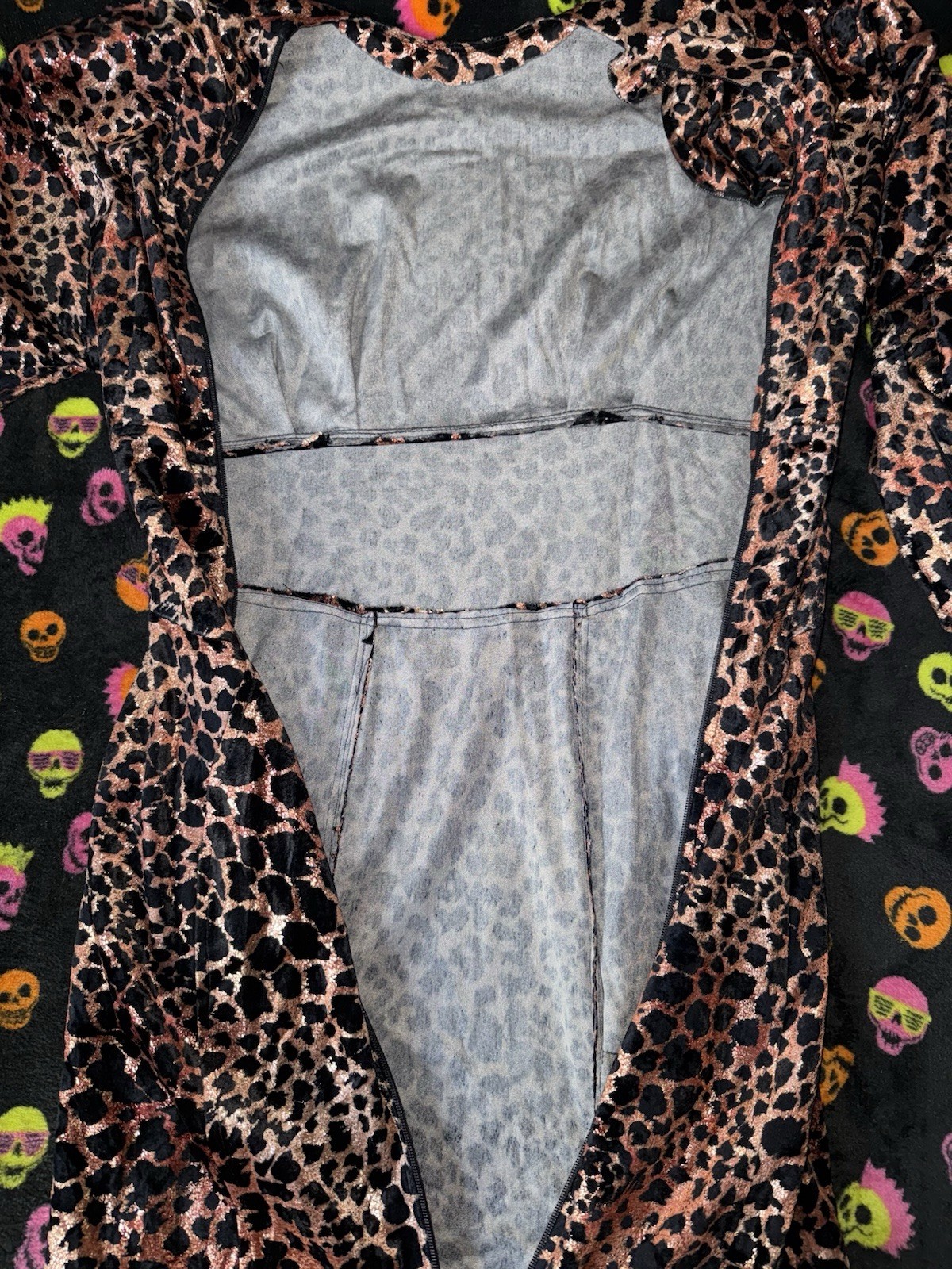 Vintage Janine Paris London New York Zip Up Metallic Leopard Dress Size M