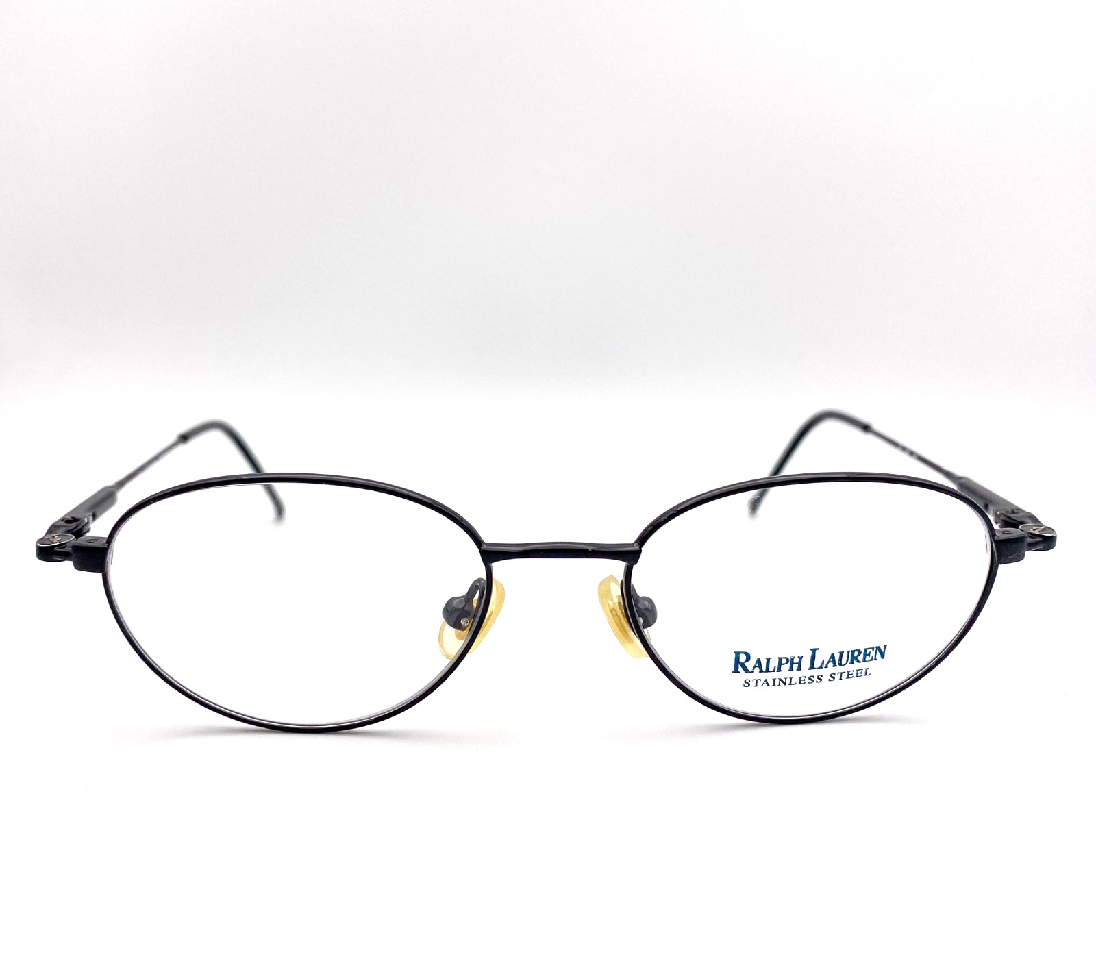 Vintage 1990s Ralph Lauren Black Stainless Steel Oval Eyeglasses | NOS Deadstock