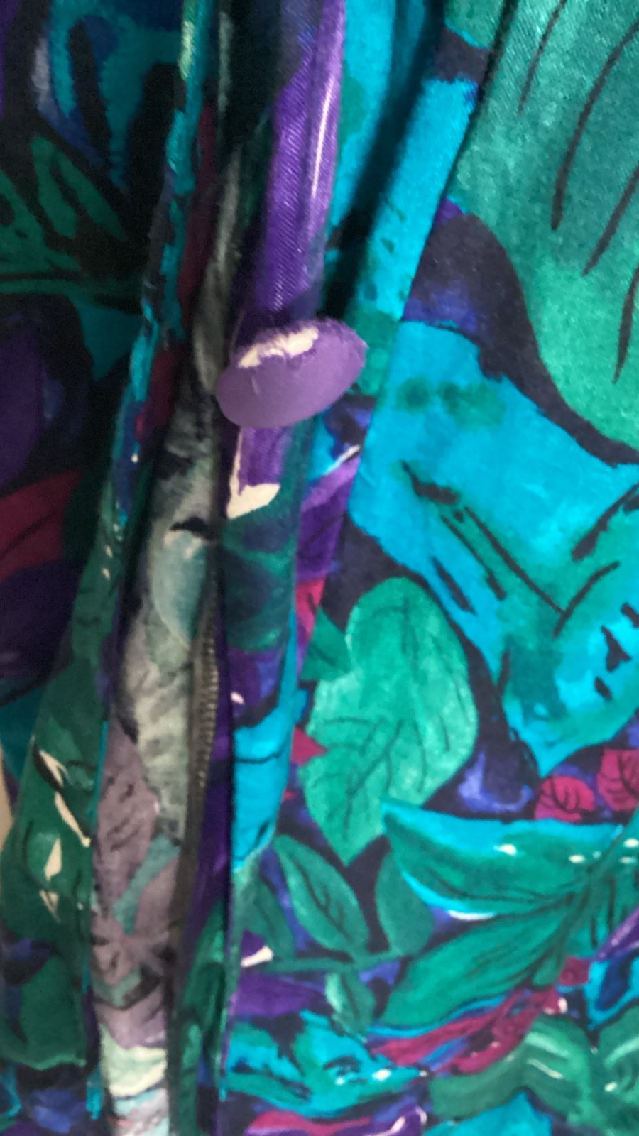 Vintage 80s 90s BGB Maxi Dress Vibrant Blue Green Purple Tropical Shoulder Pads
