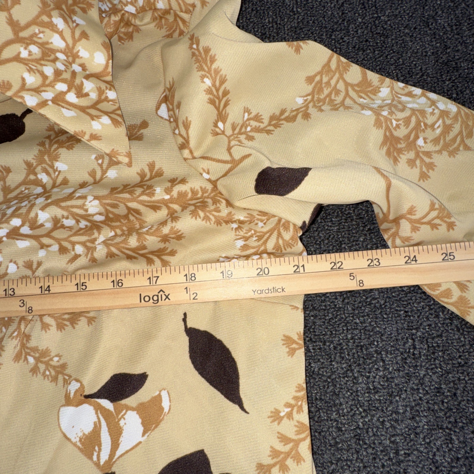 Vintage 70s Jc Penney Wide Collar Disco Polyester Shirt Retro Size 22.5 XL Brown
