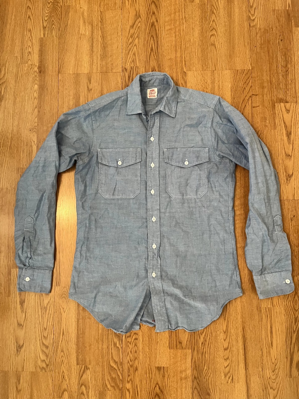 Vintage 50s/60s Elbeco Sanforized Western Chambray Button Up Shirt Made In USA