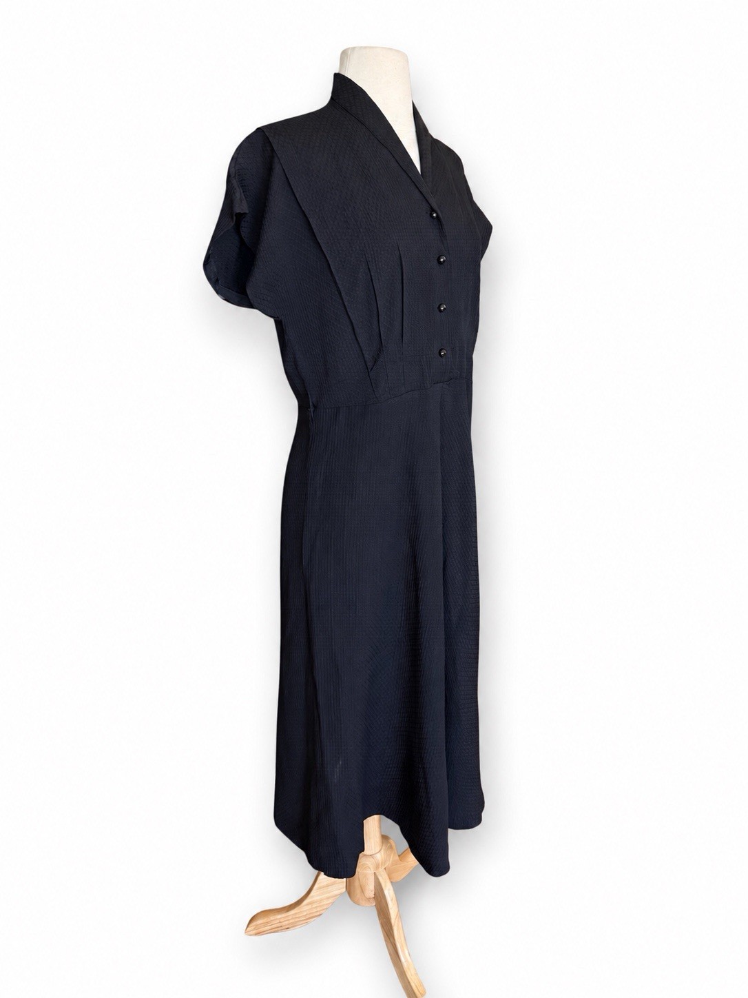 Vintage 1940s House Crepe Dress Large Black 40s Paramount Studios Size XL 14