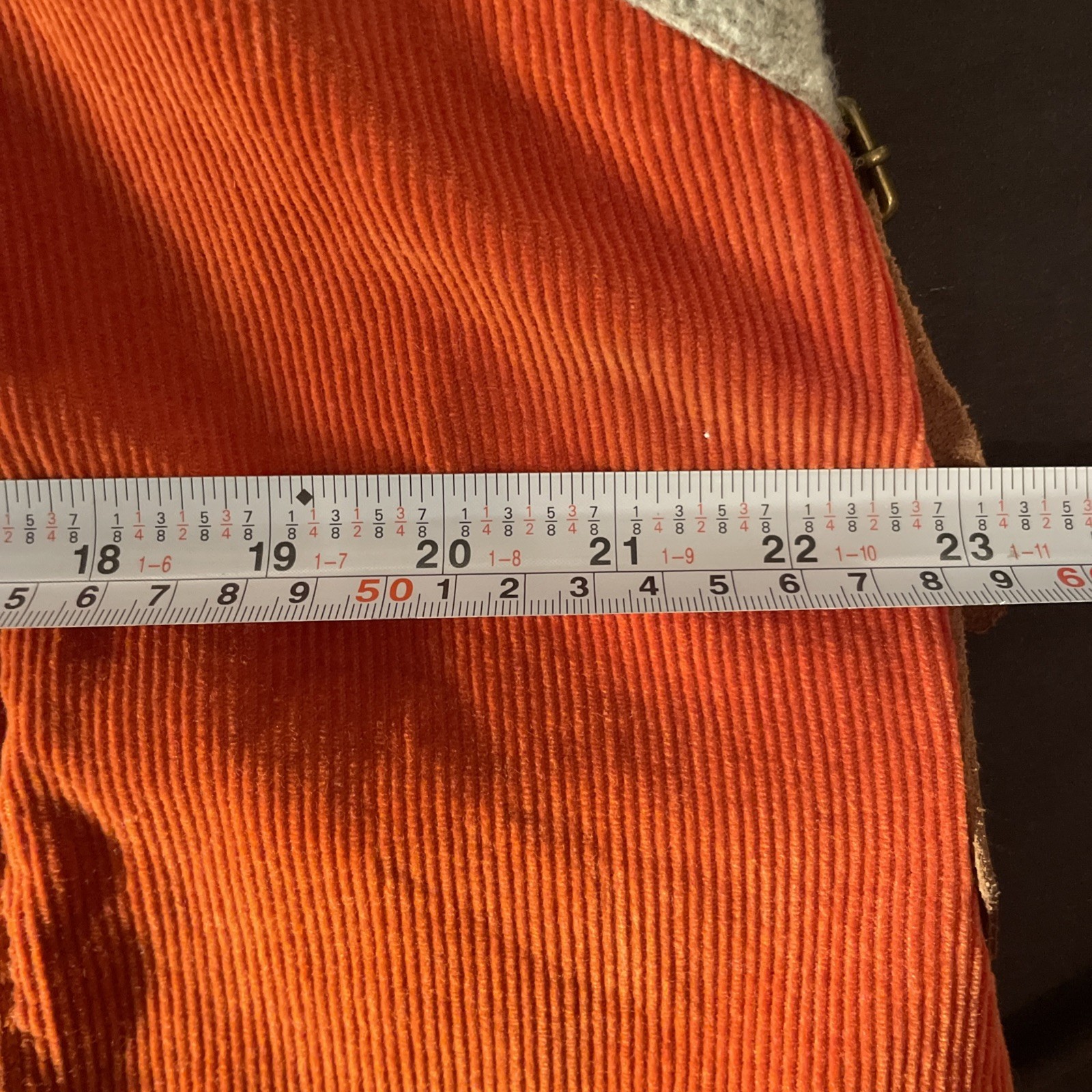 Luis Trenker Corduroy Utility Skirt Orange Leather Detail Pockets Sweater Hem