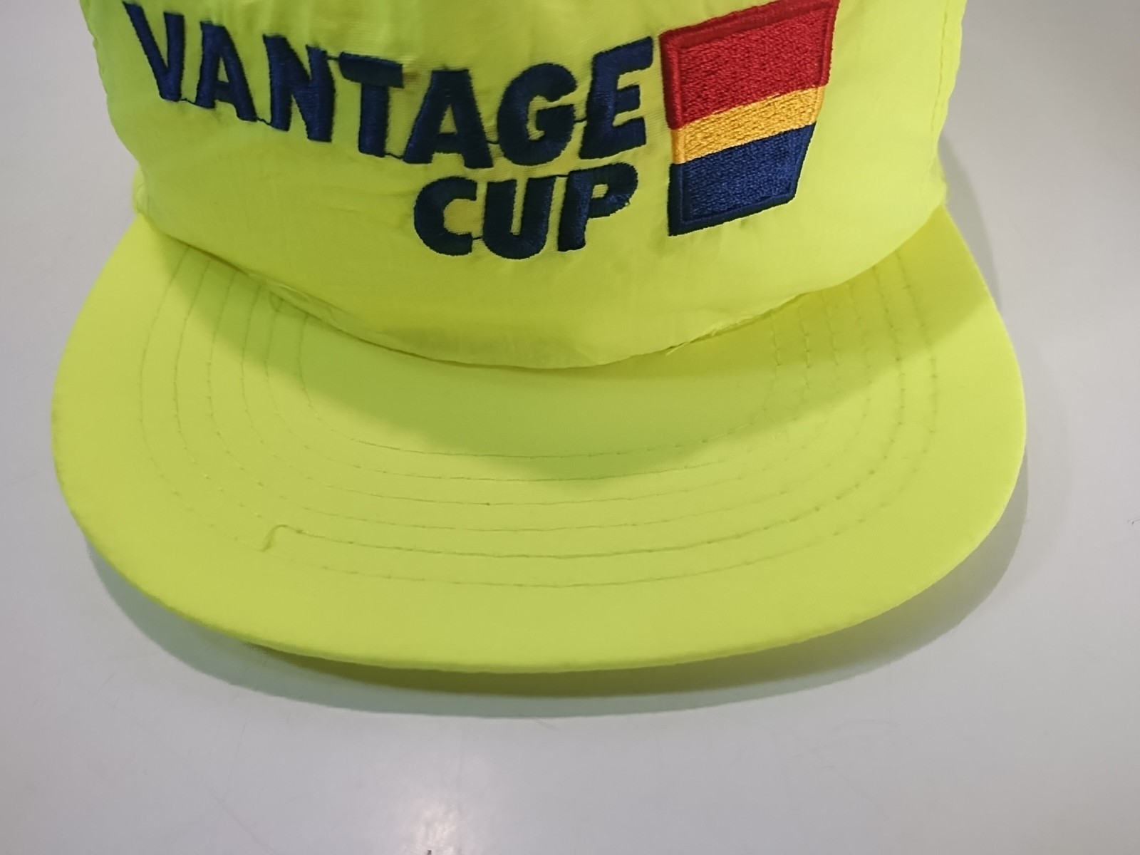 Vintage Vantage Cup Golf Snapback Hat Neon Yellow Cap Adjustable Retro 80s RJR