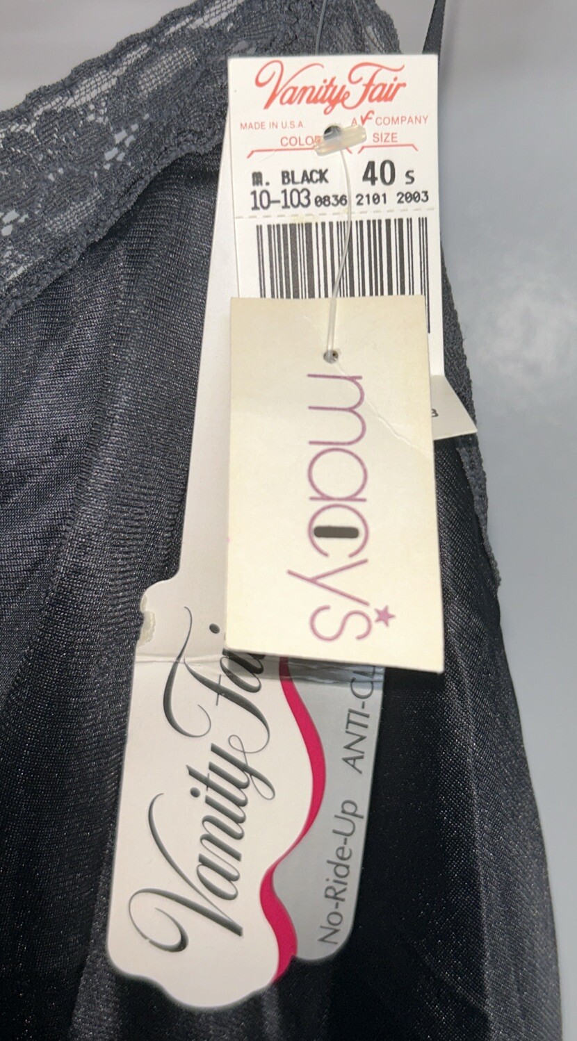 Vintage Vanity Fair Slip Black Size 40 S NWT