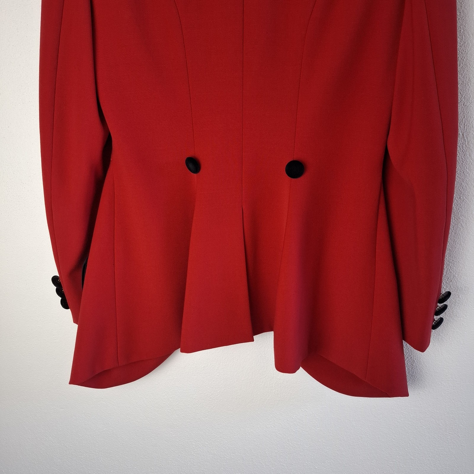Vintage Moschino Cheap & Chic Red Wool Tuxedo Blazer Black Velvet IT 44 AU 12-14