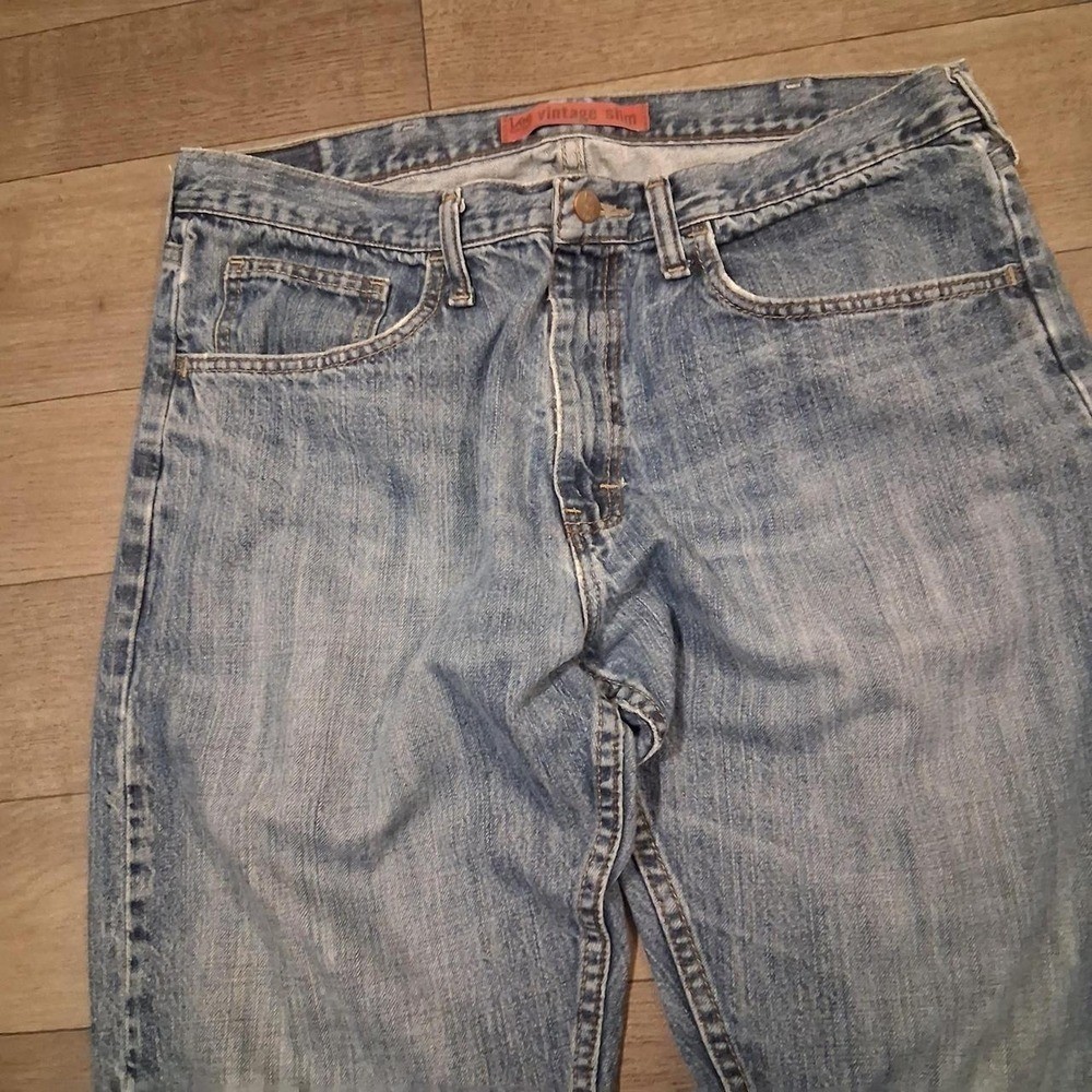 Mens vintage slim blue jeans 100% cotton streetwear grunge workwear biker