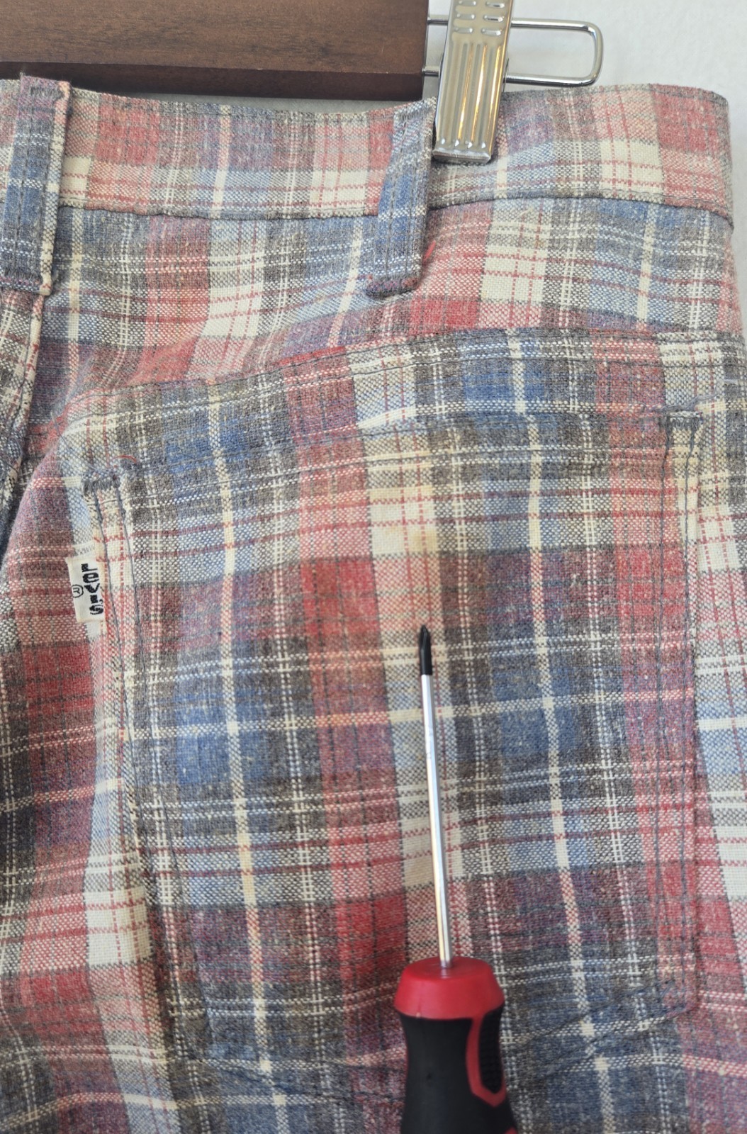 VTG Levi’s Plaid Disco Pants Mens 60s 70s Flare Leg Trousers