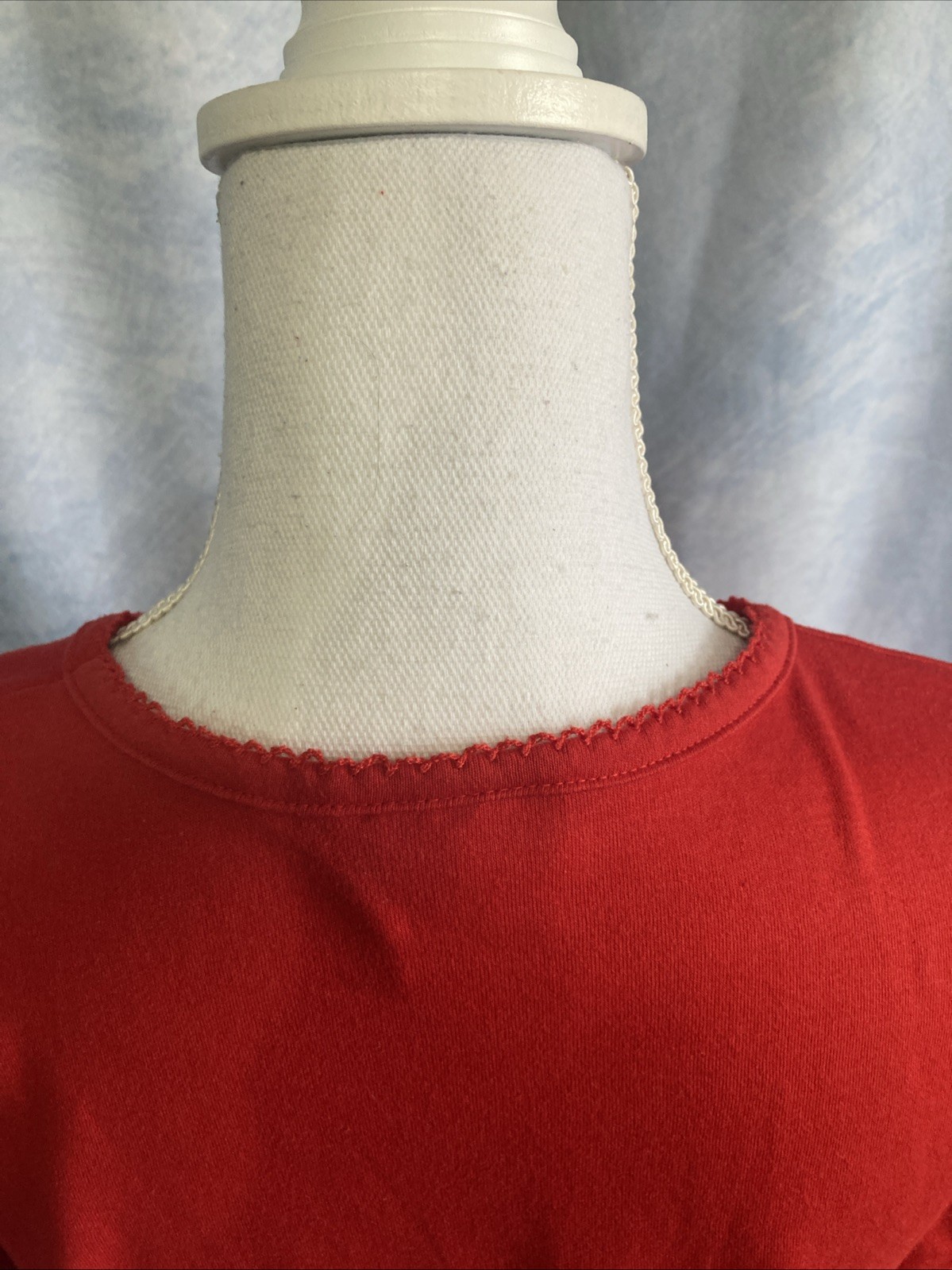 VTG 90s Y2K BonWorth Red Embroidered Floral Butterfly Shirt Women Grandmacore Lg