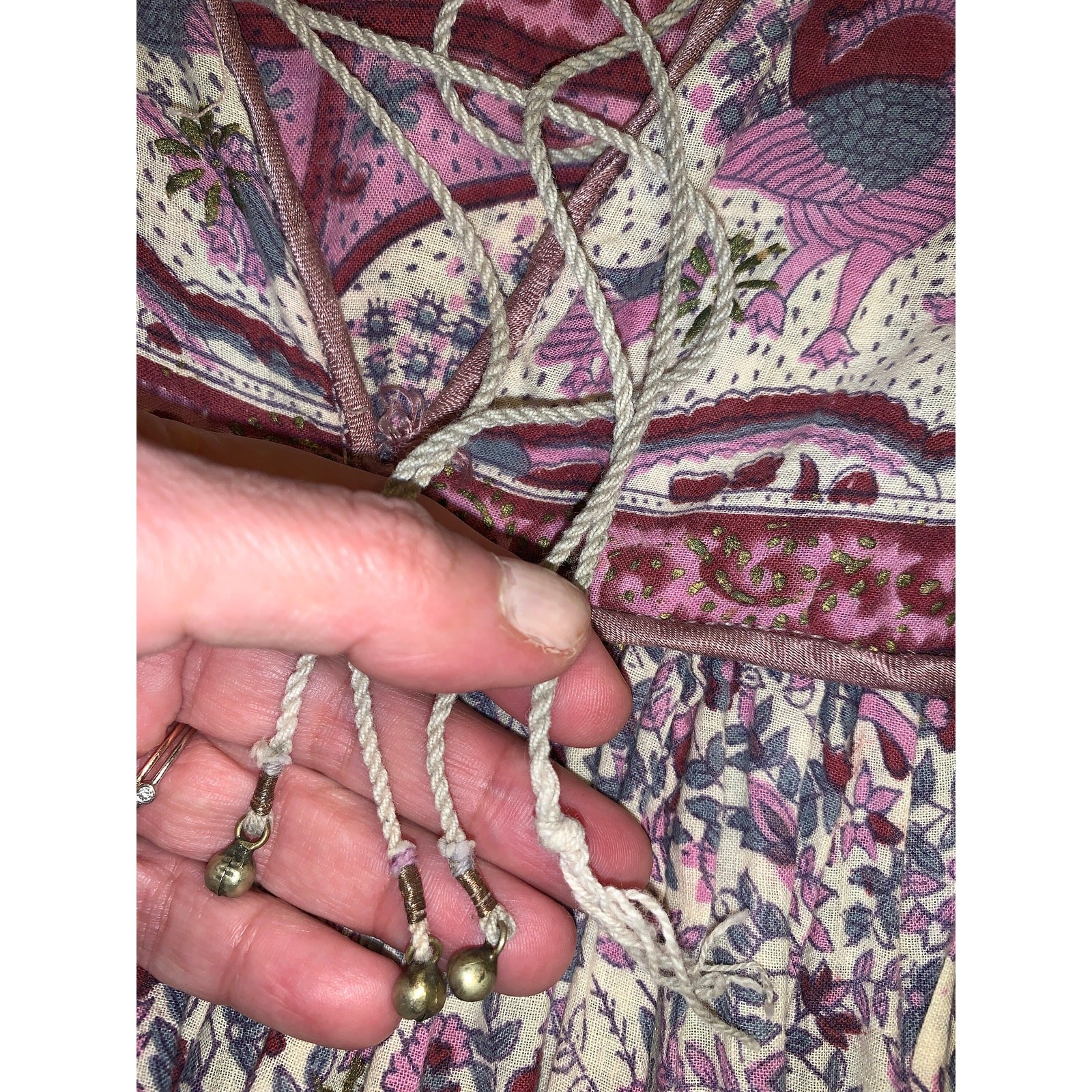 VINTAGE 70’s HIPPIE PEACOCKS BLOCK PRINT INDIA GYPSY DRESS