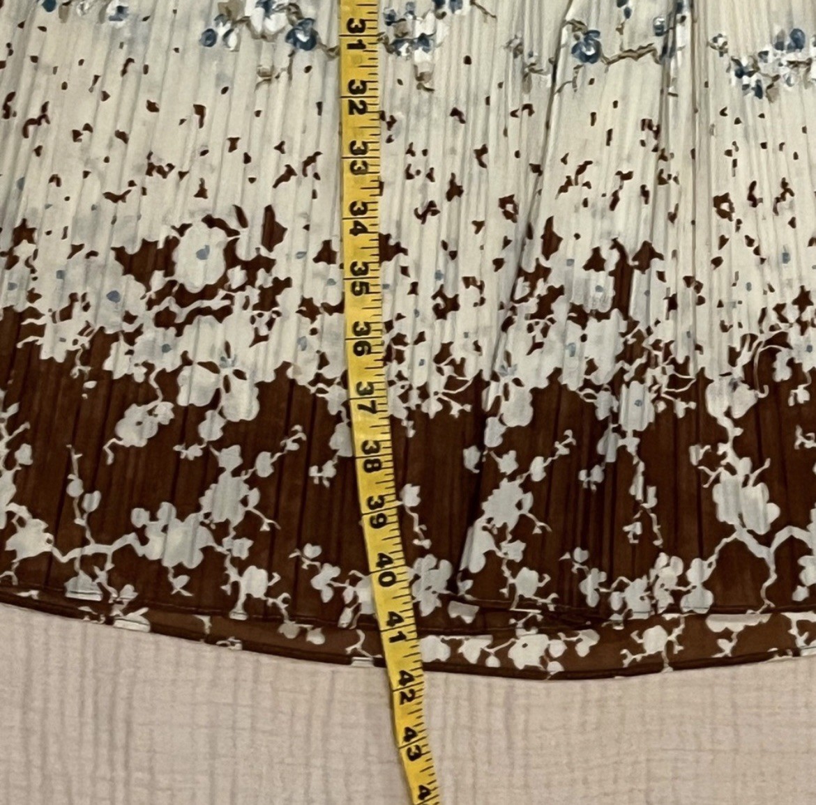 Vintage Hal Ferman Elegant Cream Brown Floral Dress Union Made SZ 8 Fits a Small