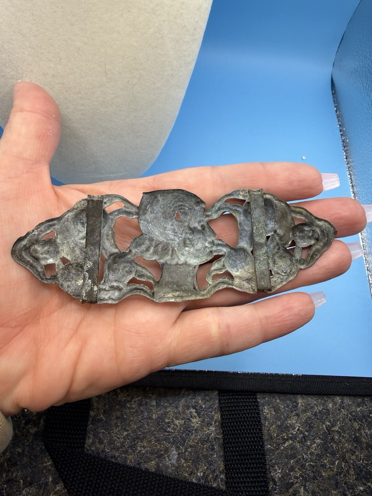 Vintage Art Nouveau Embossed Belt Buckle