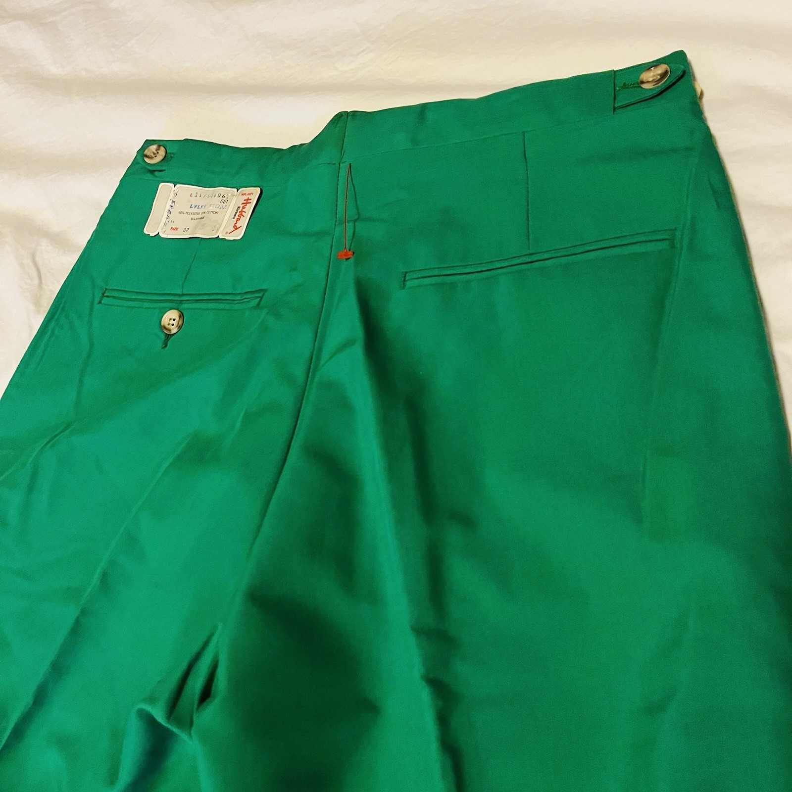 Vintage Green Hubbard Golf Pants Slacks Polyester Cotton Disco NOS Deadstock 32