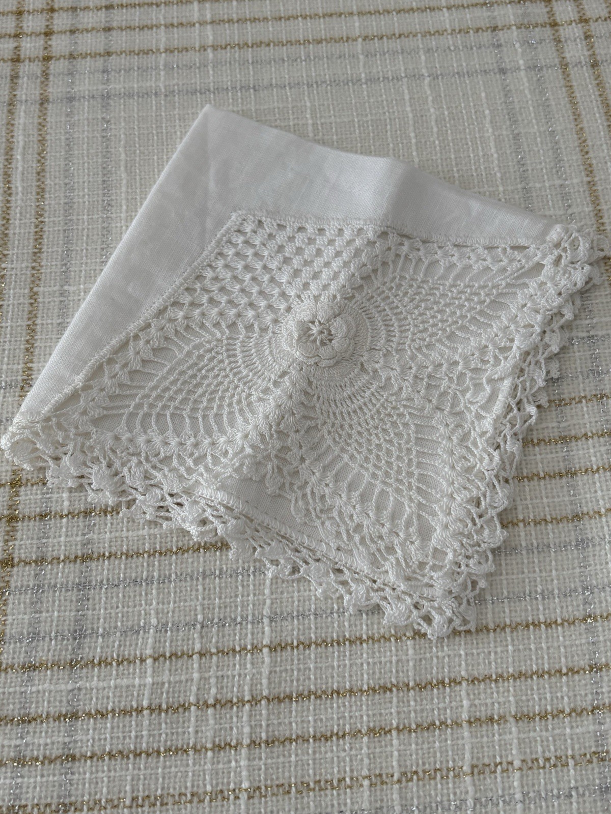 Crocheted Hankies Vintage Wedding Quilting Everyday Use Unused Lot of 2