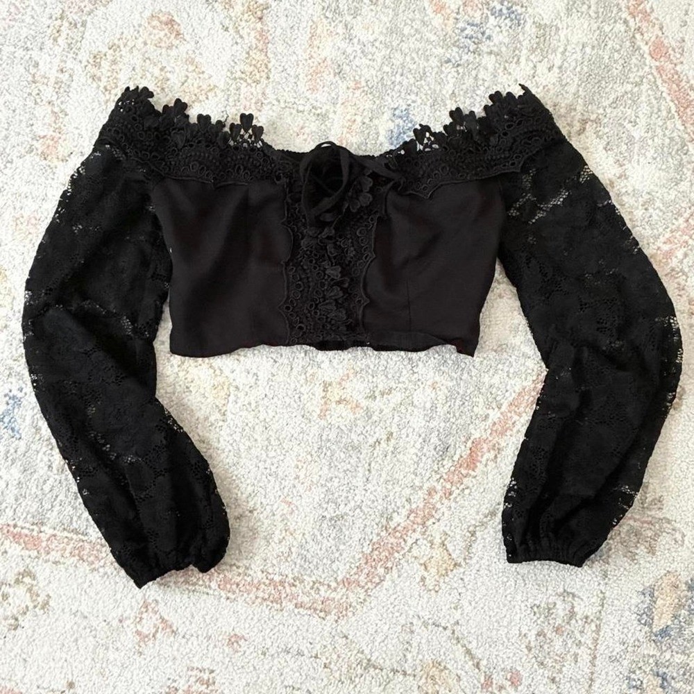 Whimsy Goth Black Cropped Peasant Corset-Size L