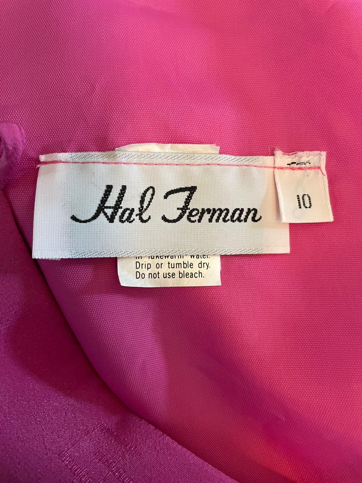 Vintage 70s Dress Bow 10 Union Made Label Bright Pink