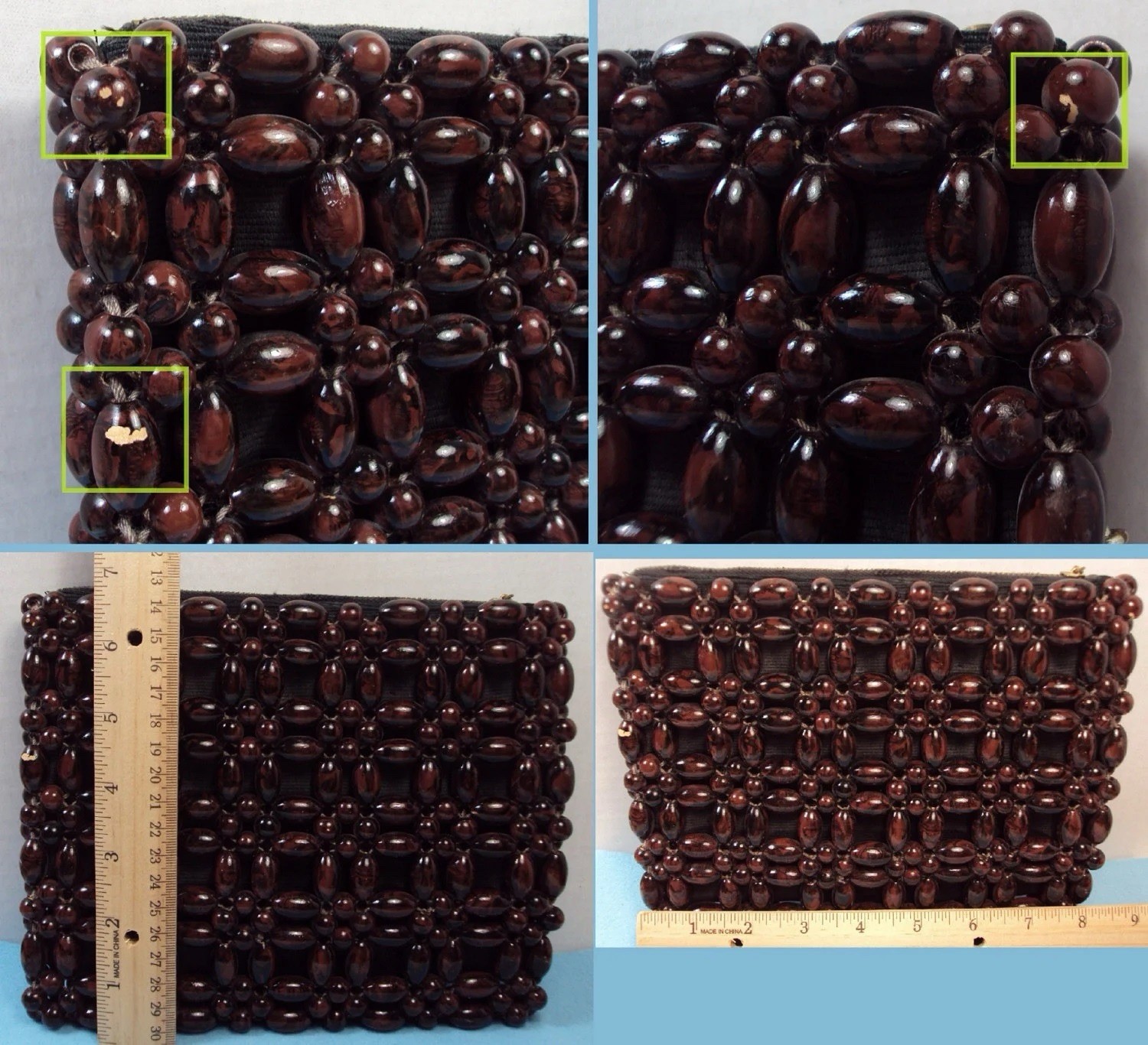 wooden beaded clutch vintage