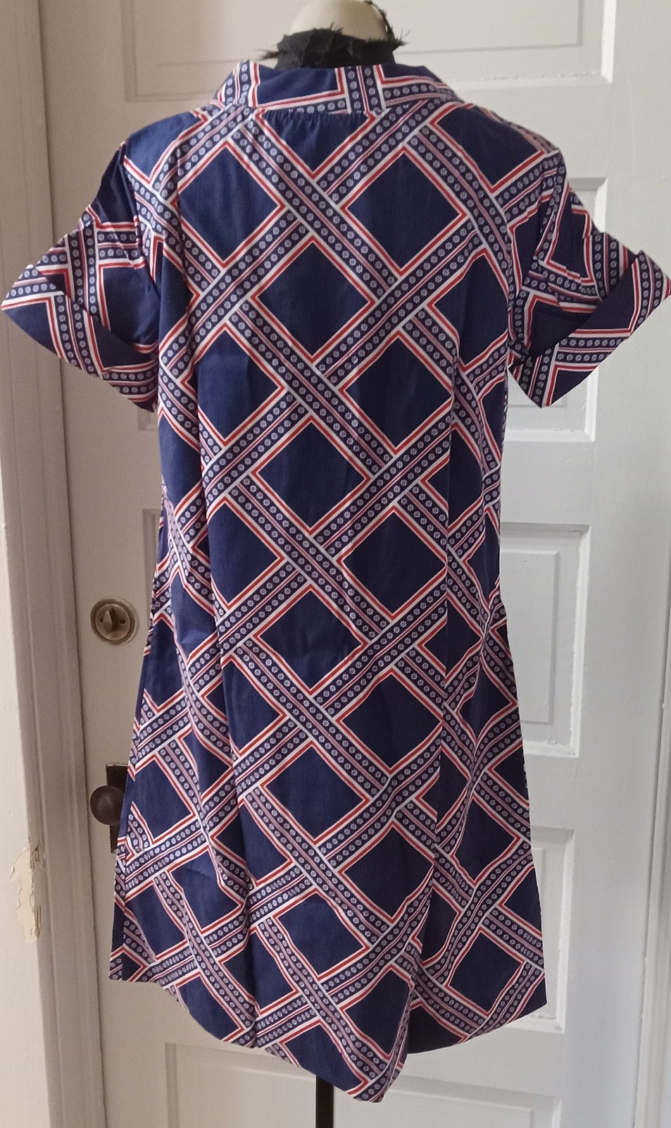 NIP Vintage CAROL BRENT Red Blue Plaid SS Dress 16