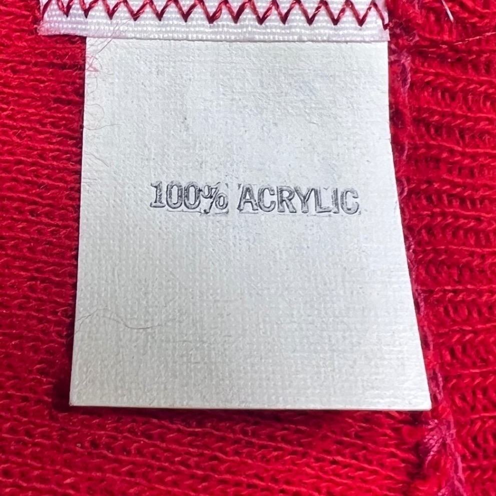 Vintage Any Wear Spanjian Indiana V-Neck Sweater Red Acrylic Knit Womens Medium