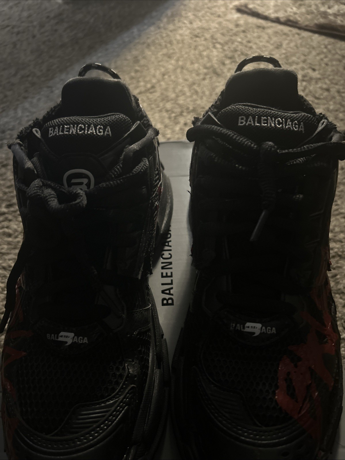 balenciaga runners red and black graffiti