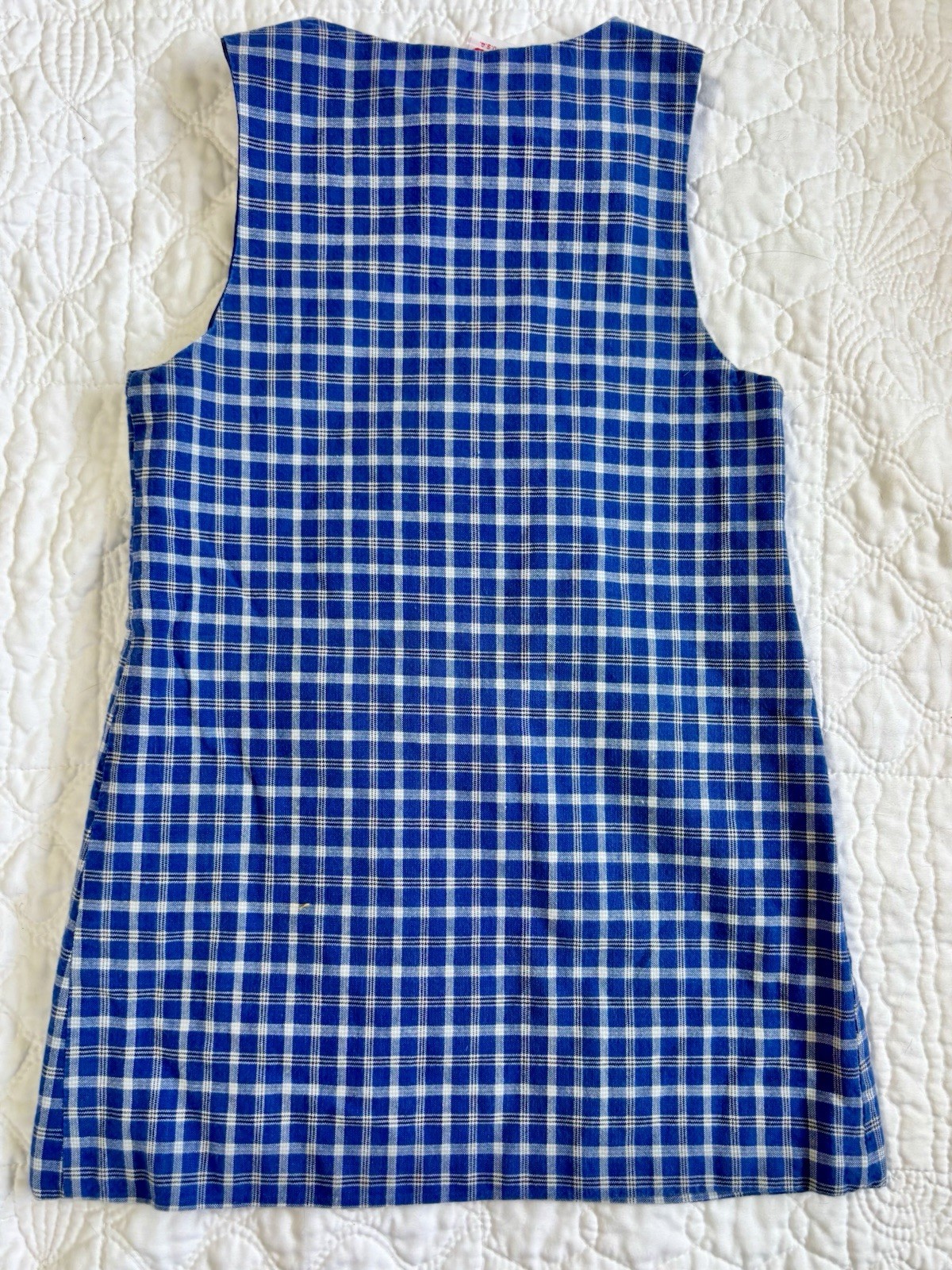VTG CHOCOLATE SOUP Blue & White Jumper Dress 4T White And Gray Poodle RARE