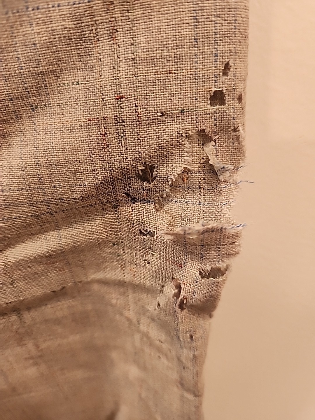 vintage gray/blue plaid 40’s 50’s pants lightweight 30 1/2″ w 28″L damaged