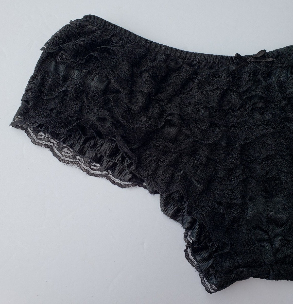 Vintage Hot Topic Black Ruffled Cheeky Panty Size XL Babydoll Glam Rock NEW gift