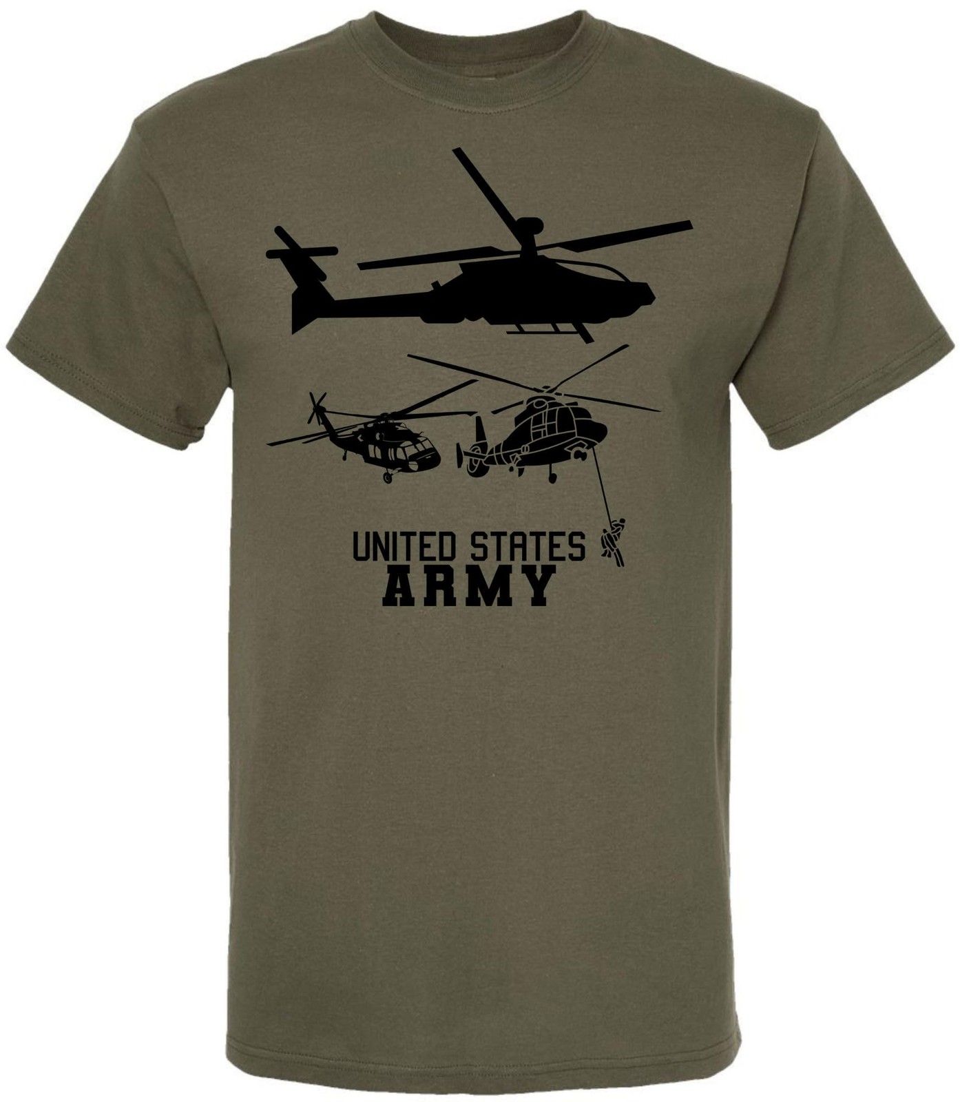 United States Army Black Hawk Helicopter & Special Forces Rappelling T-Shirt