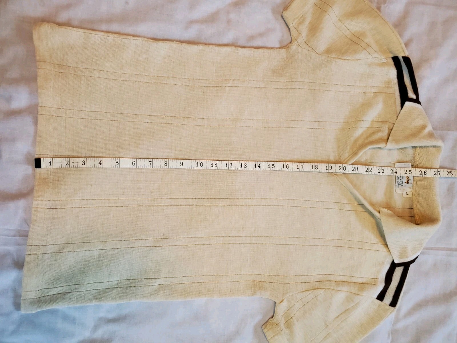 Vintage 70’s 80’s Barclay Cream Brown Polo Short Sleeve Shirt Mens MED-L