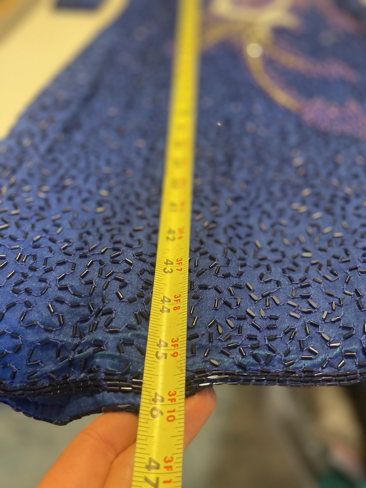 VTG Alisha Silk Beaded MIDI Cocktail Glamor Gown Royal Blue Size Medium Y2K 90s