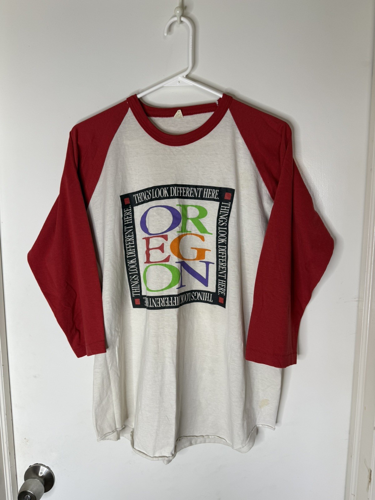 Vtg Single Stitch 3/4 Sleeve Ringer Tee Shirt 80’s XL true vintage Y2K