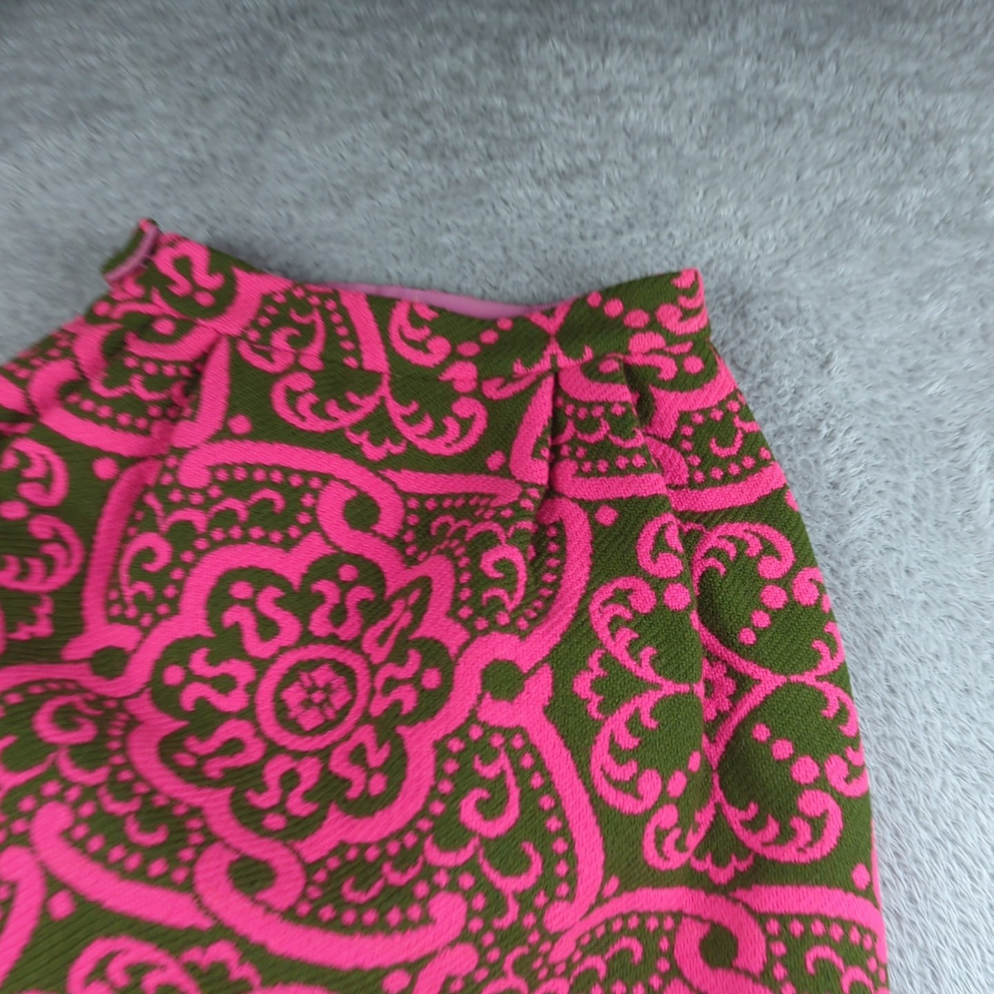 VTG 70s Tapestry Skirt Sz 8 Pink Made in Italy Pavone Florence Long Fringe Mod