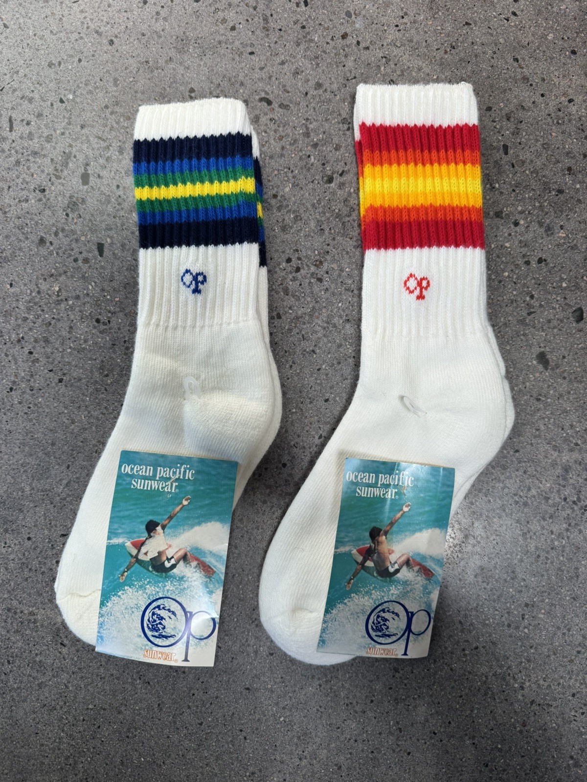 Vintage Ocean Pacific OP Socks NWT Retro 70s 80s Striped Tube Crew Skate Surf