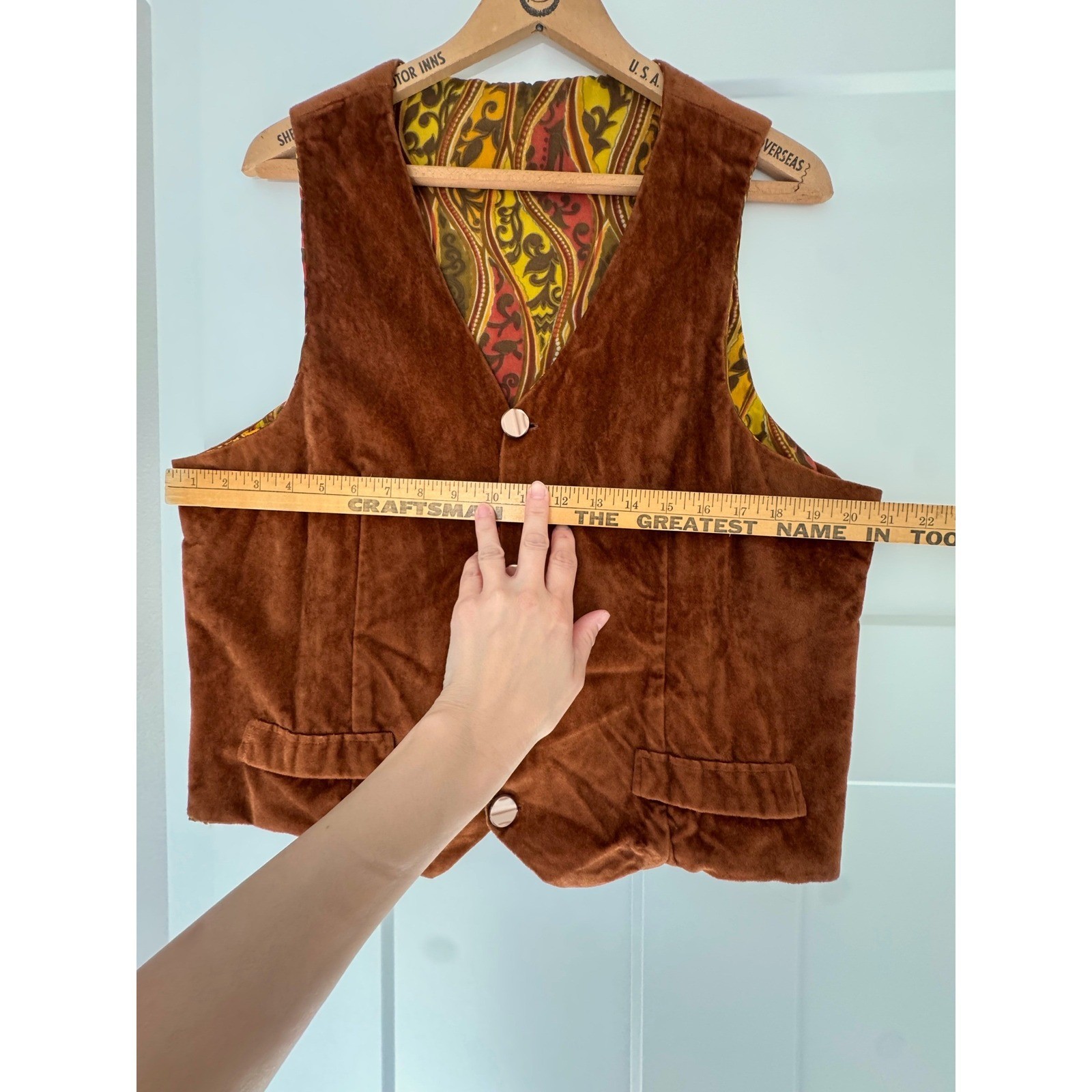 Vintage Rust Brown Velvet Vest Paisley Lining Boho Hippie vest