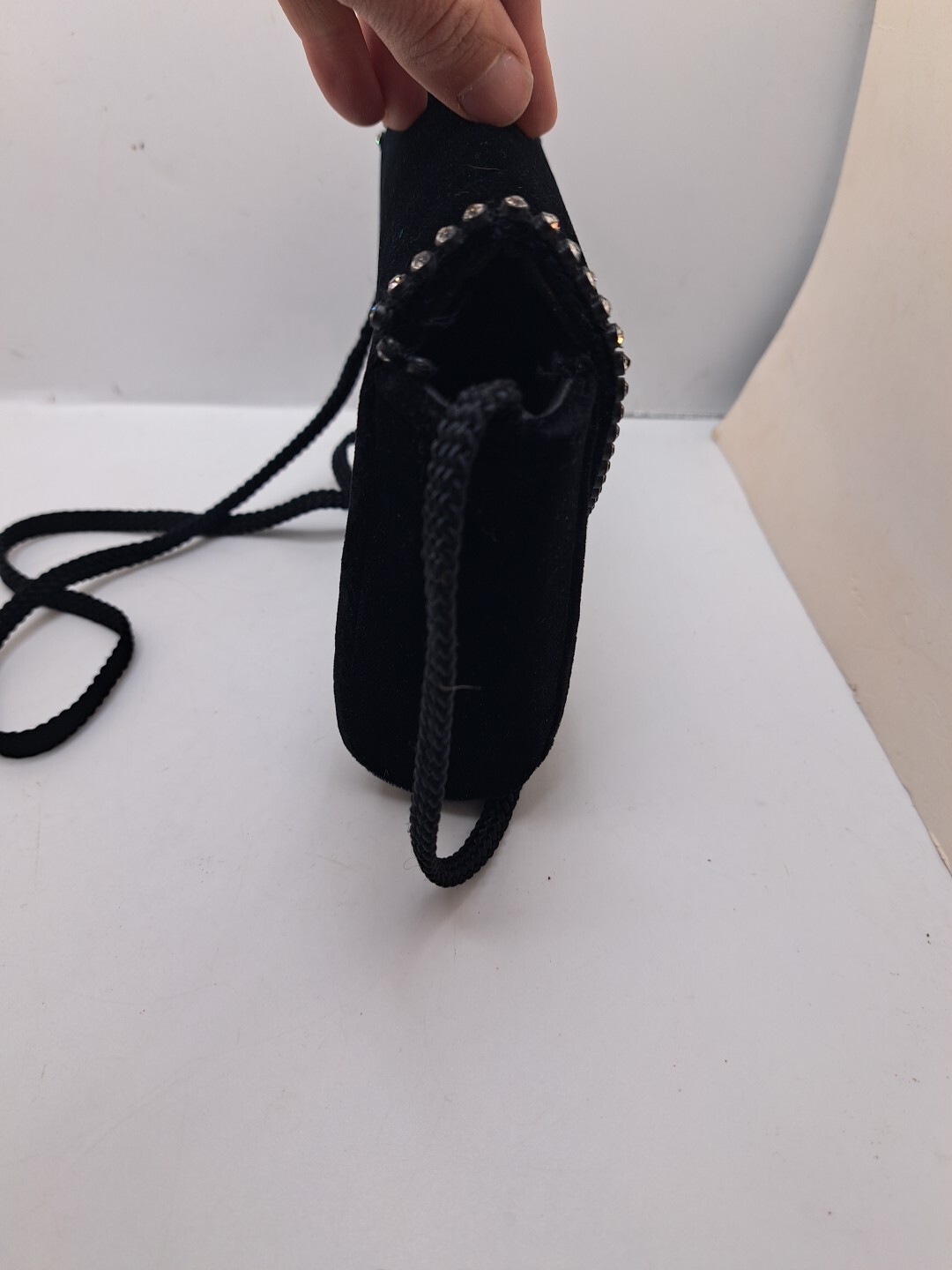 Vtg Black Velvet Purse Rhinestones Partners Mervyns Eveningwear Fancy