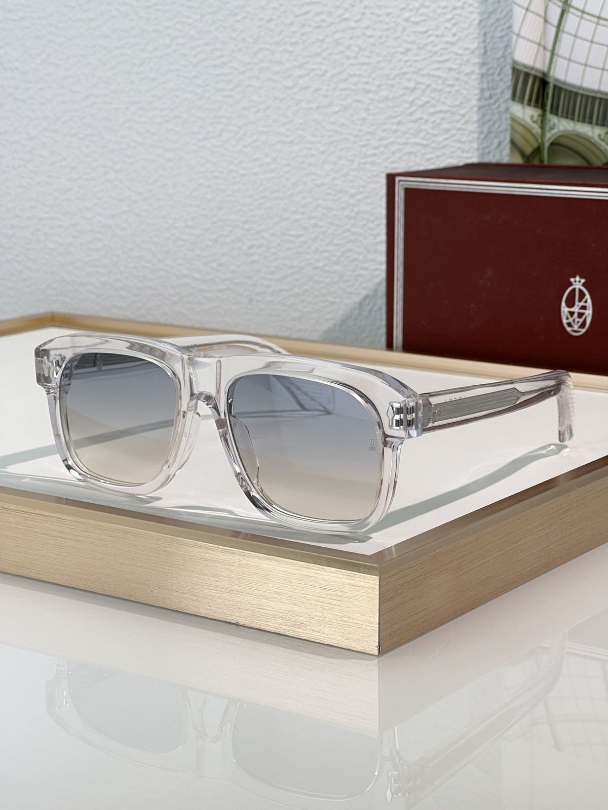 Unisex YVES JMM Square Sunglasses Clear Frame Gray Lenses JMM
