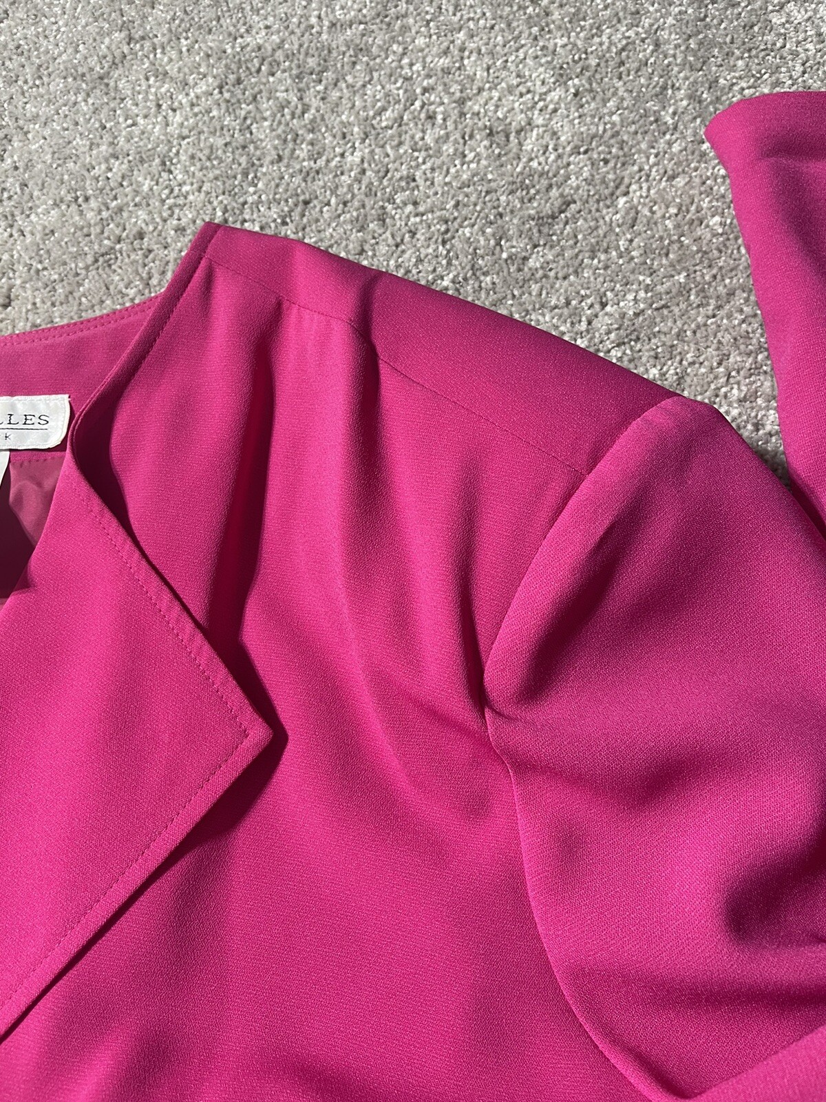 Vintage 80s Womens Plus 30W Top Blazer Shoulder Pads Hot Pink Tropical Floral