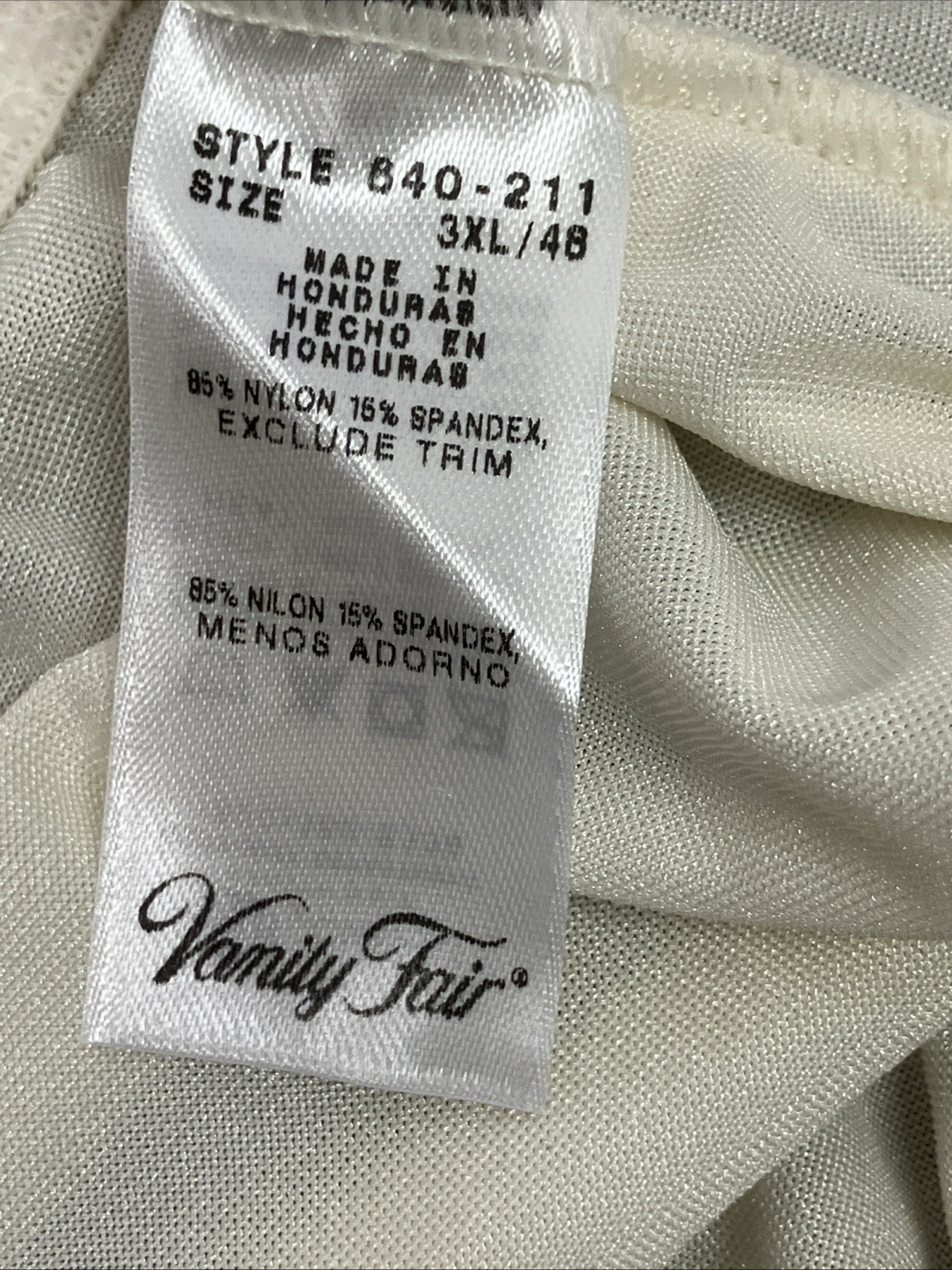 Vintage Vanity Fair Panty Nylon Blend Glow New 3XL Ivory Brief Gusset