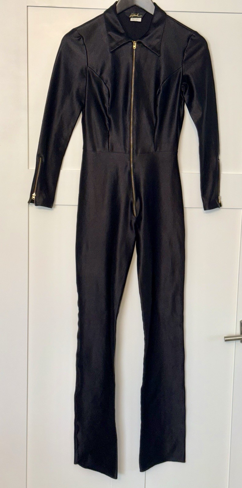 Rare Vintage LE’ GAMBI Black Spandex Disco Jumpsuit 1980’s Rock Metal