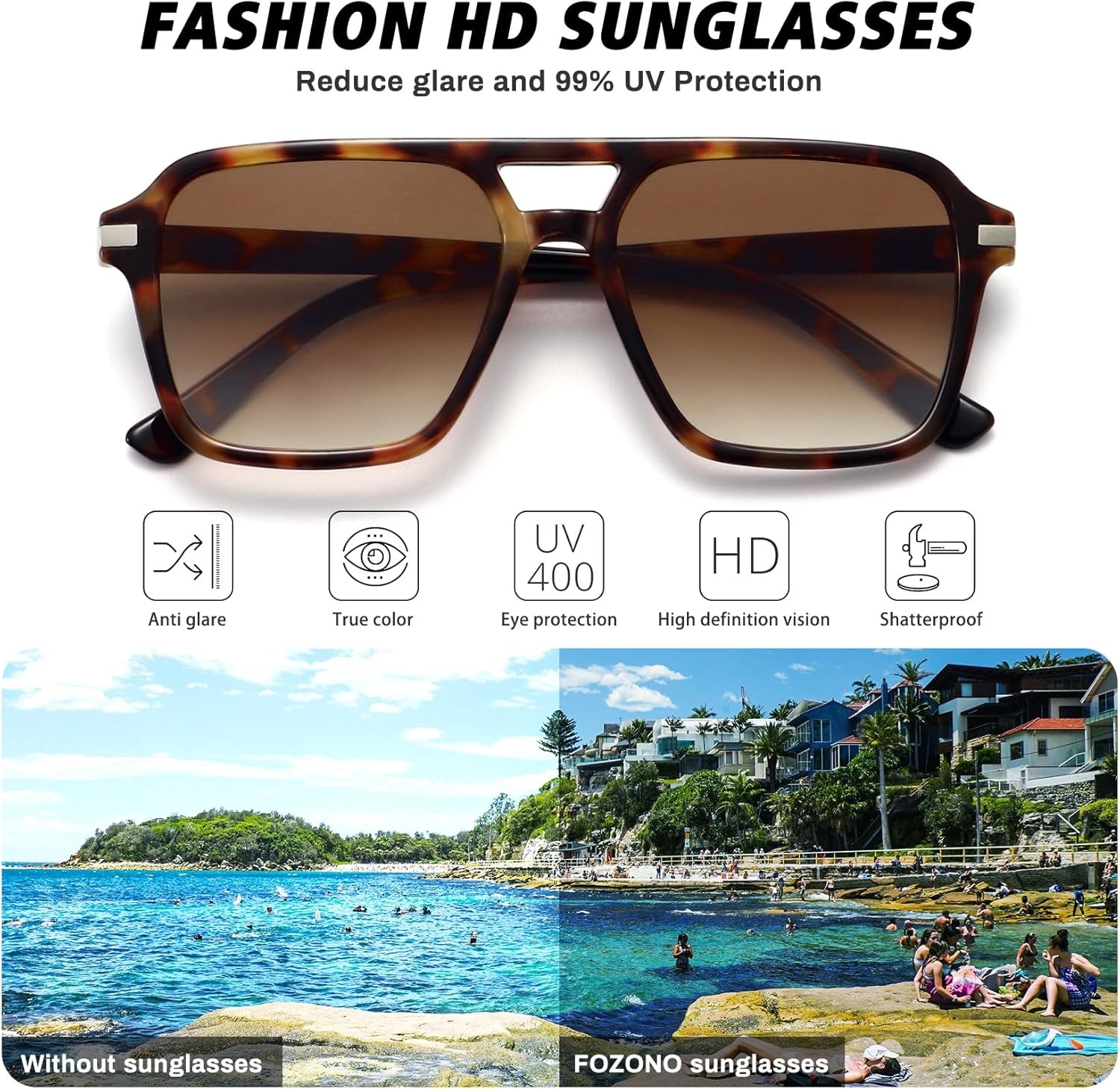 Retro Aviator Sunglasses for Women Men Trendy Classic Square 70s 80s 90s Vintage