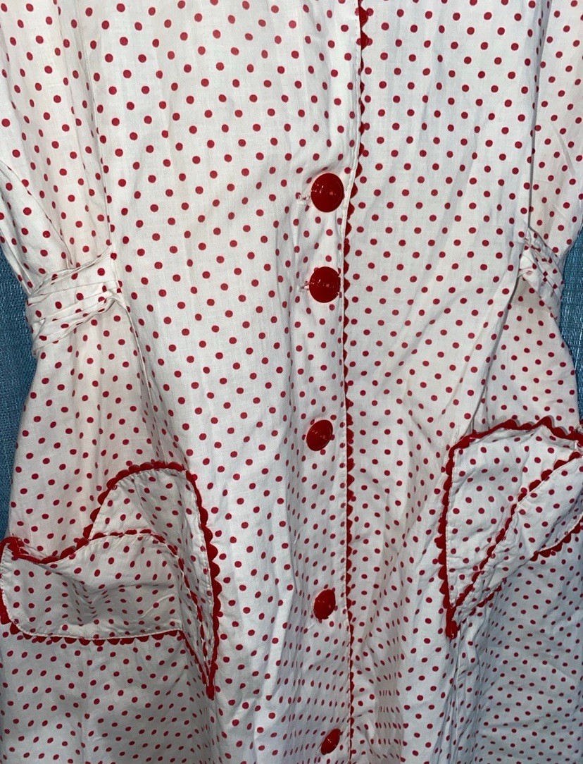 Rare HTF 40s Or 50s Vintage Fruit Of The Loom Cotton Polka Dot Dress Rockabilly