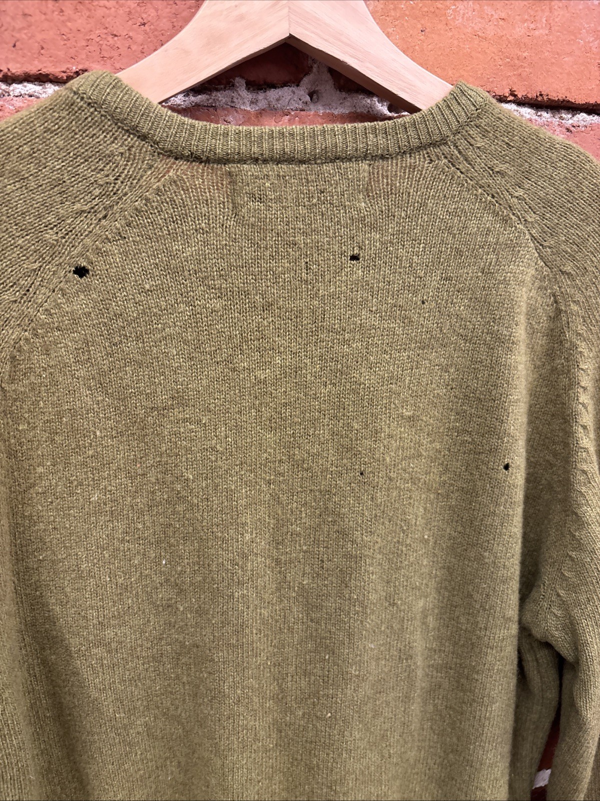 Vintage 60s Saxony Cashmere Lambswool Sweater L Green V-Neck Grunge