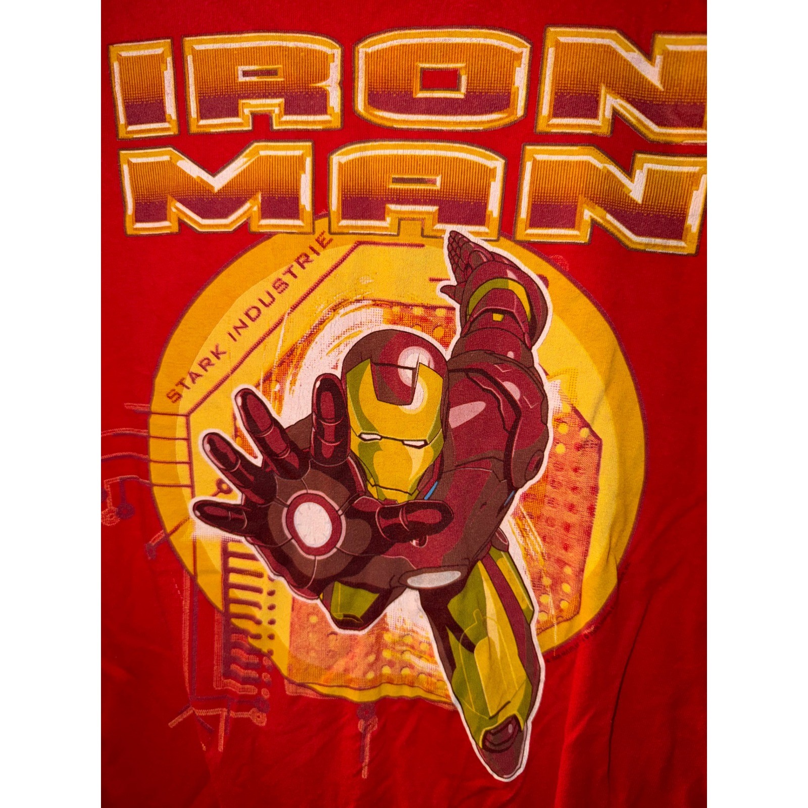 Marvel Iron Man Stark Industries Graphic T-Shirt Red Delta Pro Weight Mens Med