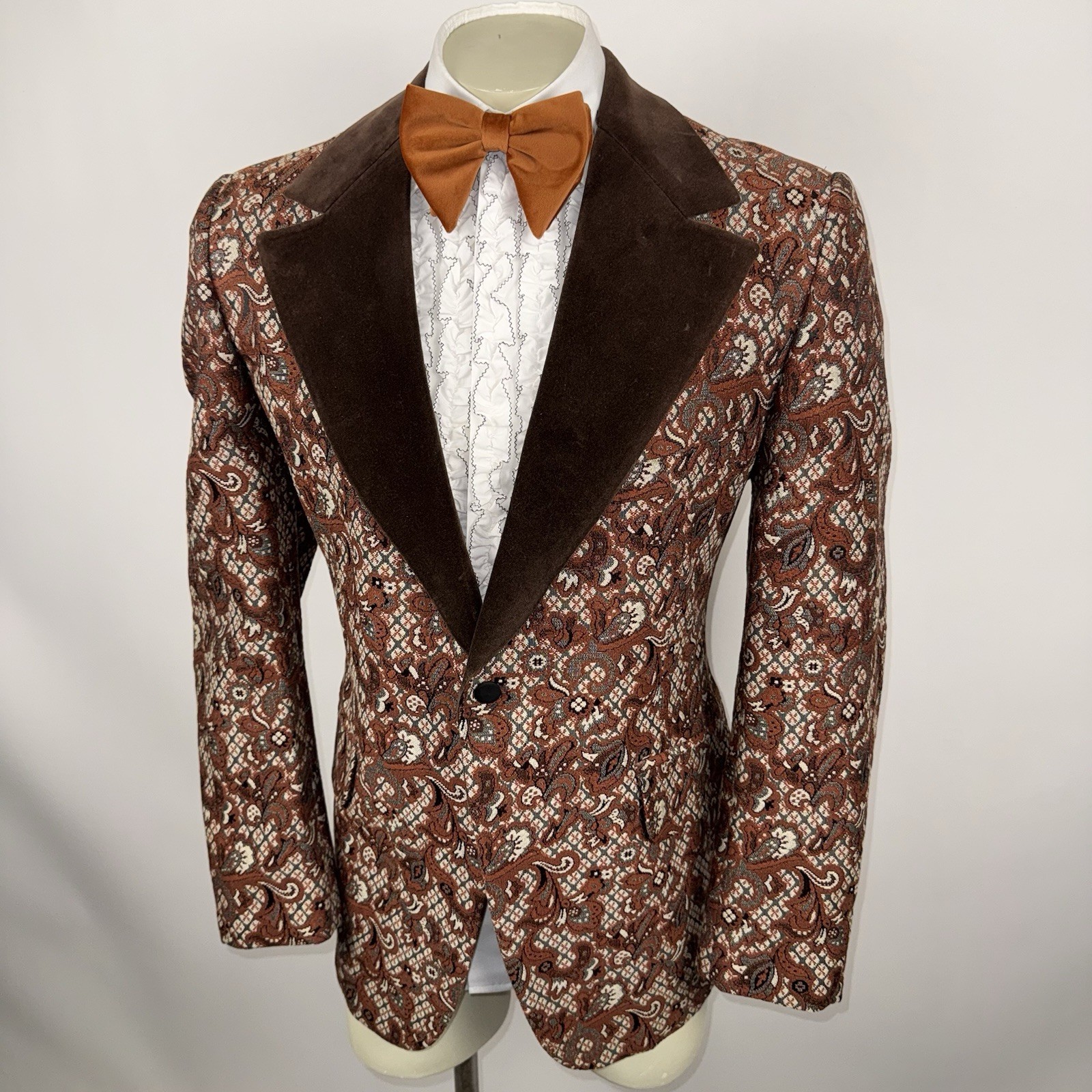 Delton Tuxedo Jacket Suit Coat Vtg 60s 70s Wedding Prom Blazer Mod Mens 44 Long